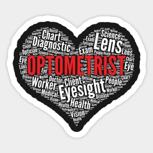 Optometrist Heart Shape Word Cloud Doctor Optician Eye Tech print Sticker